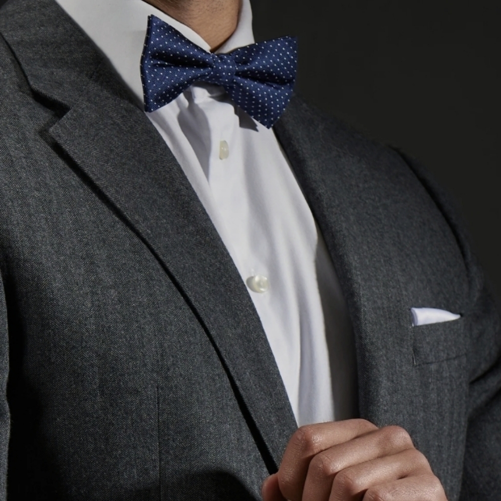 J CREW NAVY POLKA DOT SILK TIE "THE SILK TIE"